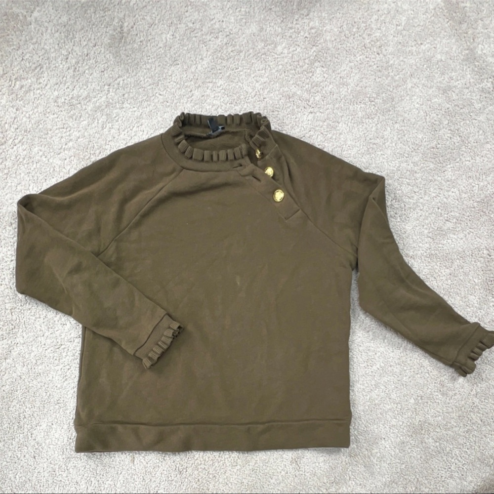 Talbots Khaki Ruffle Knit Sweater